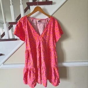 Pink and Orange Floral Dress